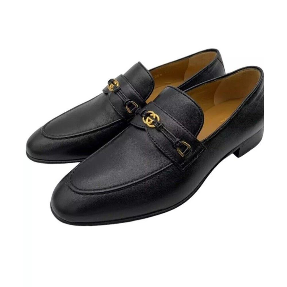 Gucci Women's Interlocking G Apron Toe Loafers Black B 5.5 M US 6